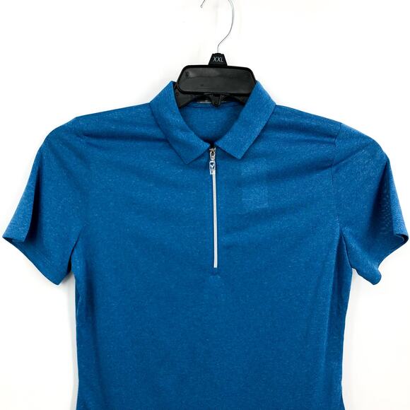 CALLAWAY Womens Golf Polo Shirt Small Blue Heather Quarter Zip Short Sleeve NWT - Picture 6 of 11